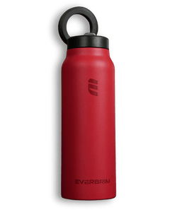 Blaze color Magbrim bottle with black cap and Evergrim branding on a transparent background